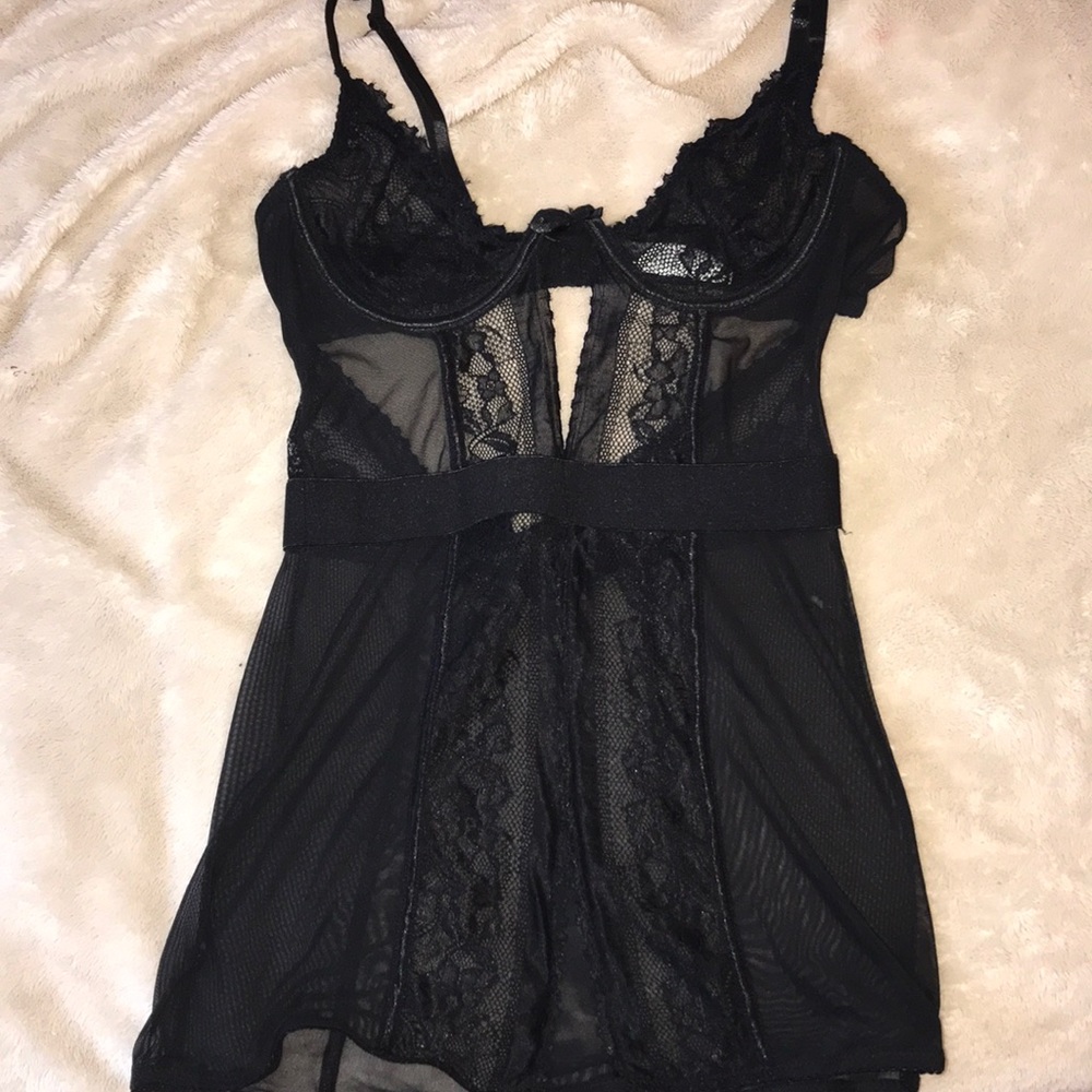 BLACK LACY LINGERIE DRESS FASHIONNOVA
